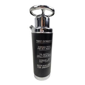 Vtg MCM Thirst Extinguisher Musical Cocktail Shaker Black Chrome Fire Novelty
